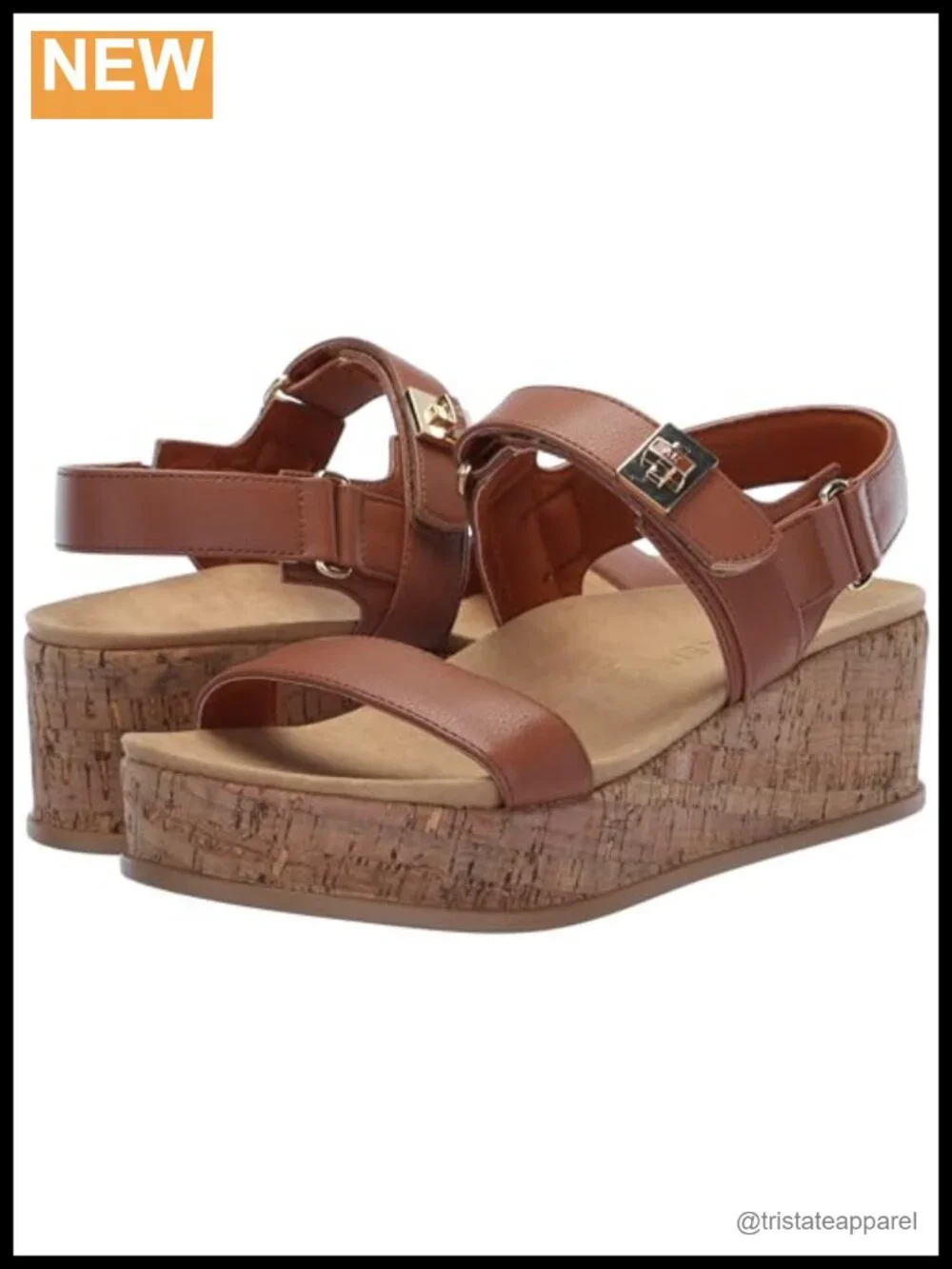 Anne Klein Violette Wedge Sandals Faux Leather Slingback